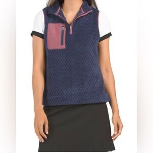Peter Millar Women's Waffle Sherpa Fleece Vest In Navy Size SMALL NWOT